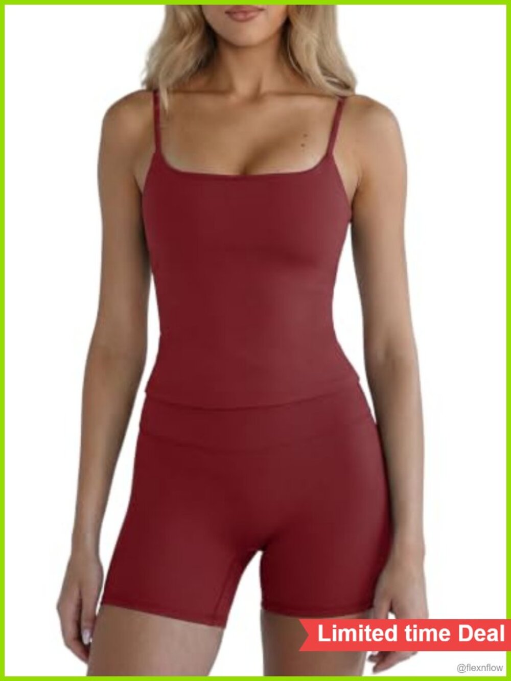2 Piece Workout Set Spaghetti Strap Tank High Waist Bike Shorts Yoga Lounge